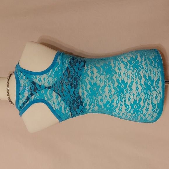 ‼️3 for $10‼️  Connection 18 Teal Unlined Lace Racer-back Tank Top - Picture 2 of 7